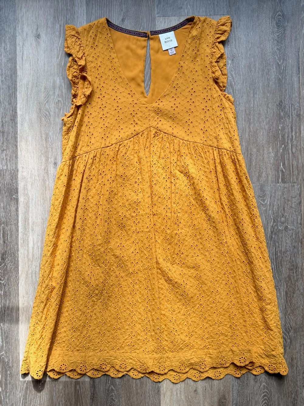 Knox Rose Mustard Eyelet Ruffle Mini Dress